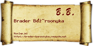 Brader Bársonyka névjegykártya